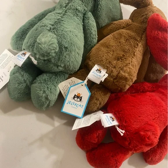 NWT Retired Jellycat Bashful Bunny Holiday Trio - cranberry, nutmeg, and ivy - Picture 7 of 11